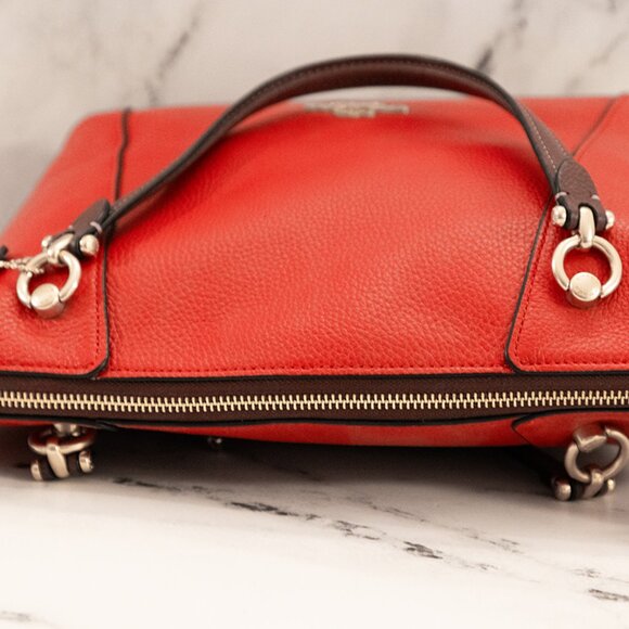 Coach Kacey Satchel – Red with Brown Trim – LIKE NEW - Picture 10 of 15